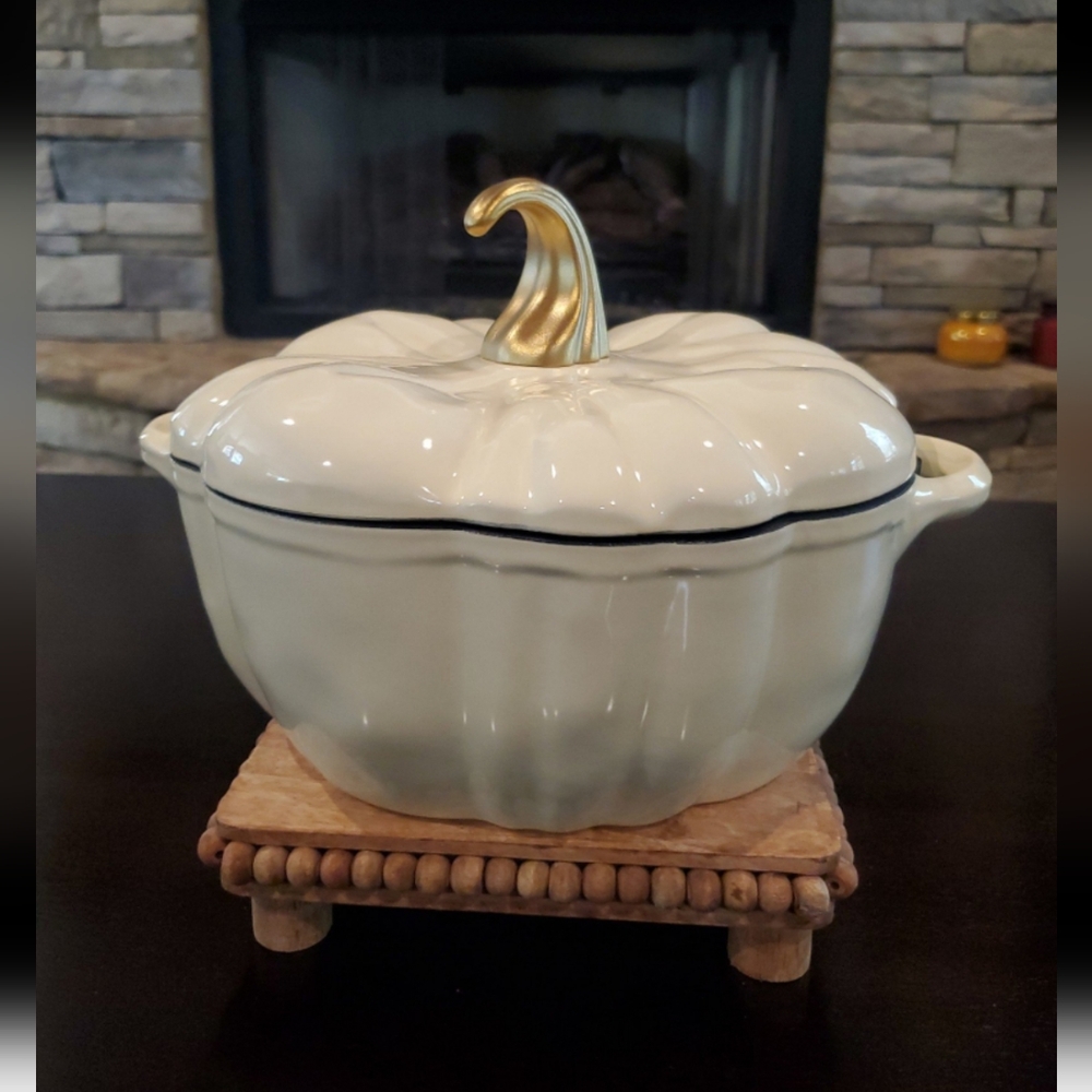 Enameled Cast Iron Pumpkin Dutch Oven-NWT